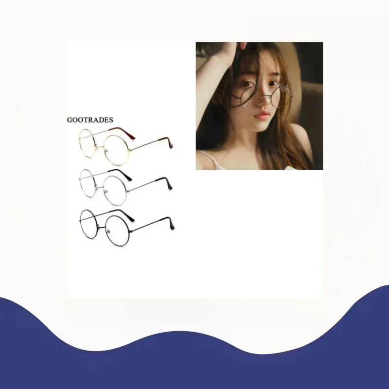 

Big Round Glasses Transparent Women's Eyewear Frames Metal Clear Lens Zeros Optical Frames Fashion Glasses Frame for Students