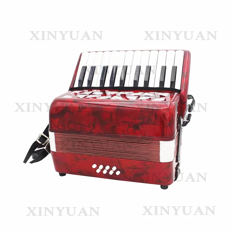 Piano Accordion JP2208, Chromatic Student Musical Instrument Made of Wood with 22 Keys and 8 Bass