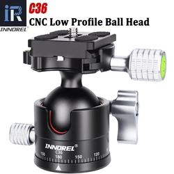 INNOREL-D36 Low Profile Bola Cabeça, CNC Metal, 360 ° Panorâmica Camera Tripé, Monopod, Câmeras DSLR, filmadora, 36 milímetros