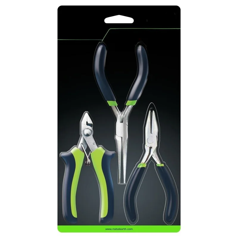 Fascinations Kit di attrezzi per terra in metallo da 3 pezzi, include clipper a becchi piatti e pinze ad ago-W