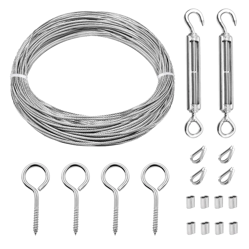 1/16Inch Heavy Turnbuckle Cable Railing Kit M5 Hook And Eye Turnbuckle Kit 65Ft Wire Rope