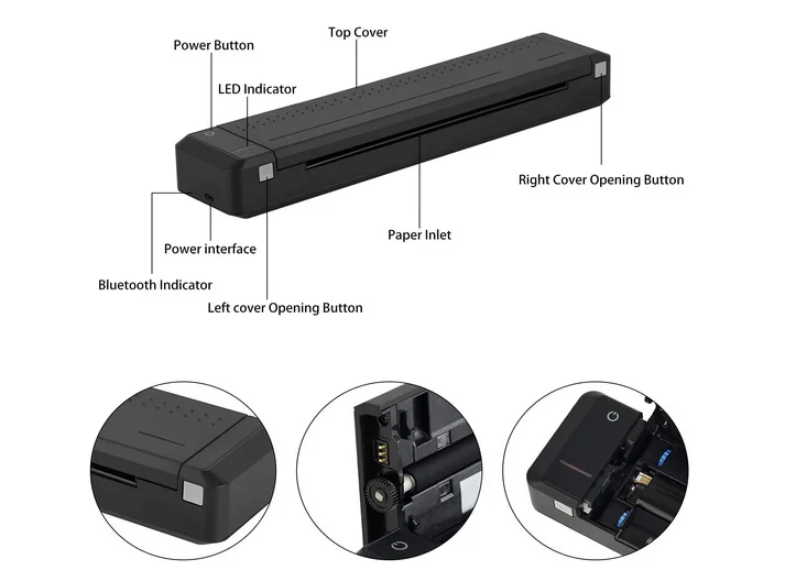 Portable Wireless Printer Mobile  Support A4 Paper Thermal Transfer printing Auto  Feed for Android & iOS Mobiles hp