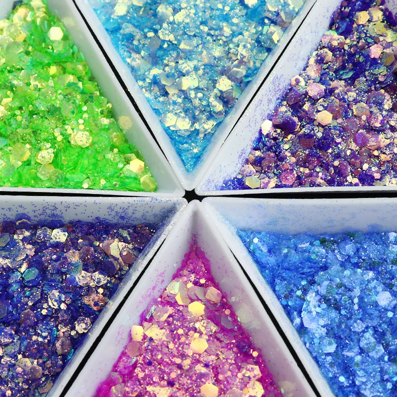 10 g/borsa Holographic Mixed Size Chunky Nail Glitter paillettes Sparkly Flakes fette Manicure