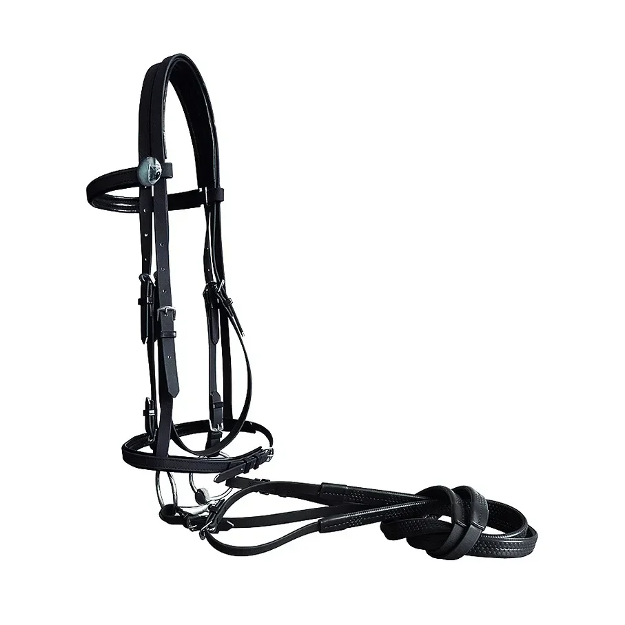 Synthetic Australian Style Horse Halter with Metal Bit Set Adjustable Length Design for English Riding Disciplines