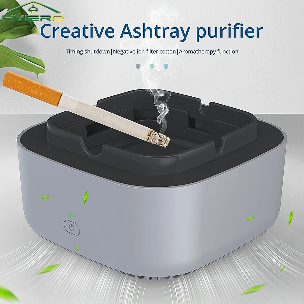 

Negative Ion Ashtray Aromatherapy Smokeless Air Square Purifying Filter Remove Odor Smoke Purifier Household Living Room Office