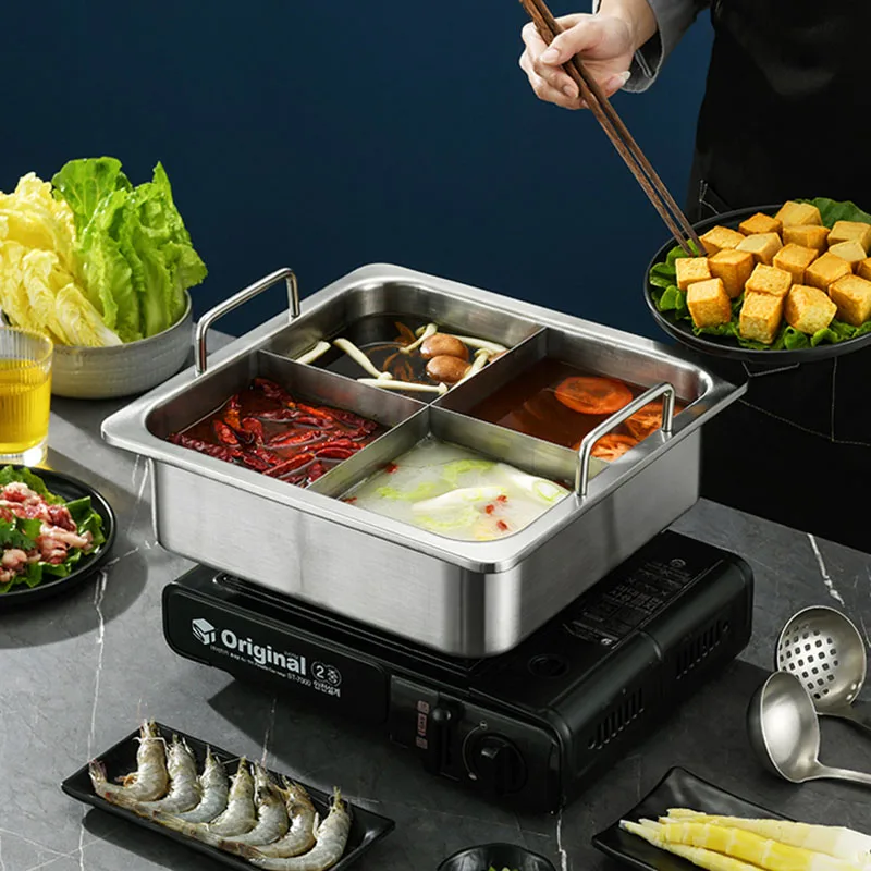 

Mix Food Hot Pot Assortment Induction Cooker Grid Thickened Hot Pot Stainless Steel Lamb Home Mandarin Fondue Chinoise Cookware