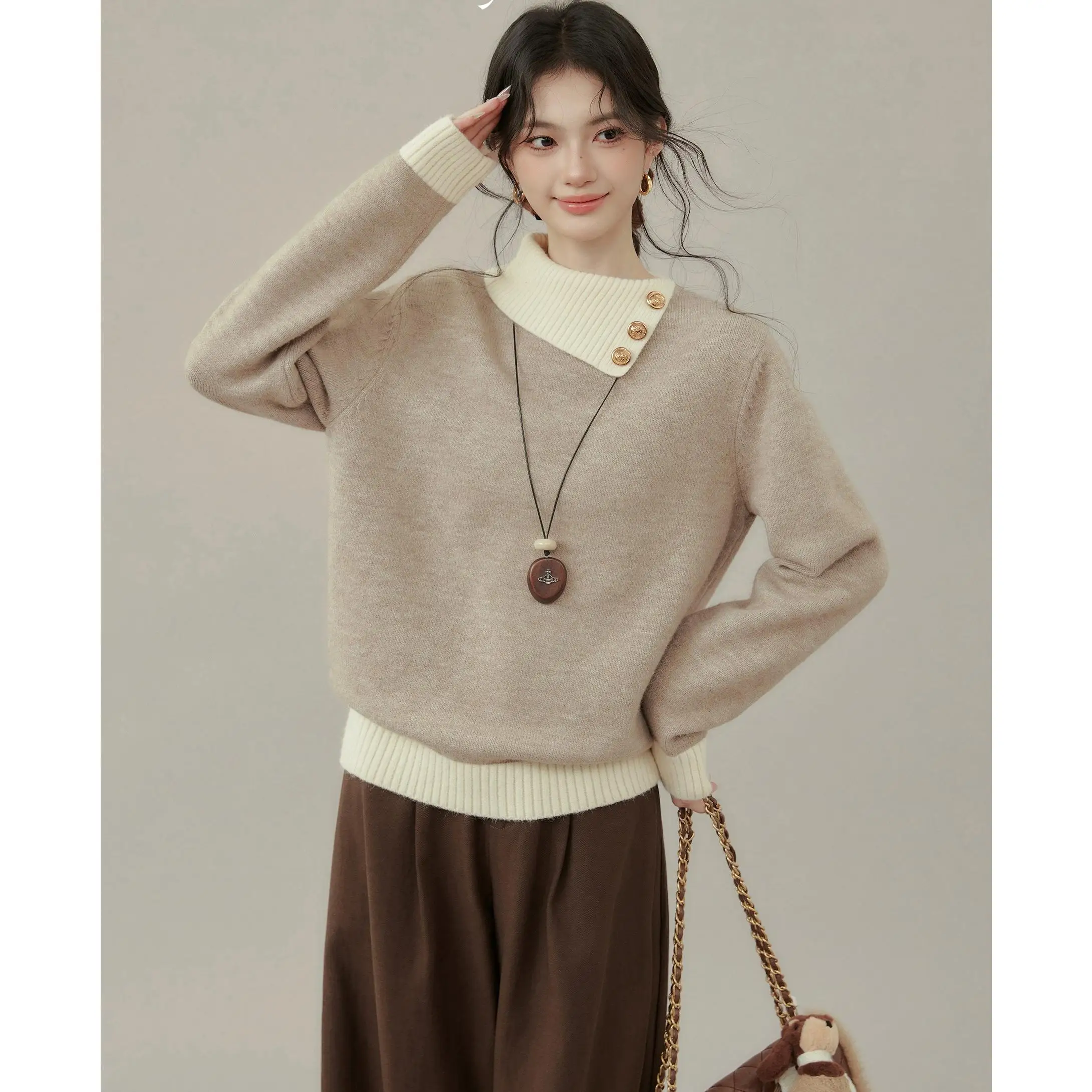 

Women's Knitted Long Sve Sweater Netie Color Blo Winter New Sle Comfortable Warm Faionable Crew Ne Top