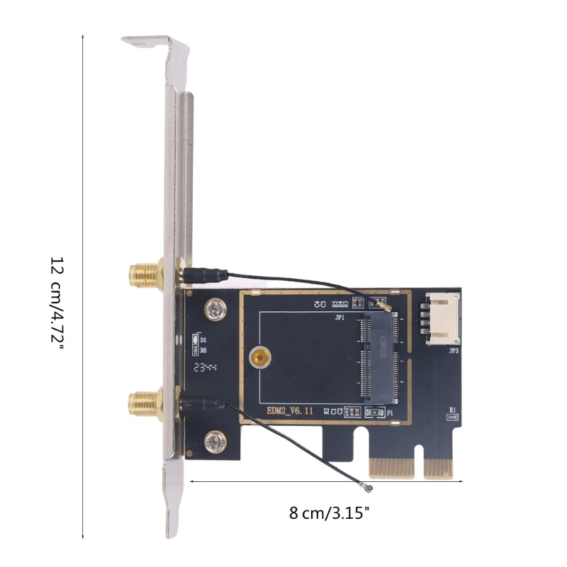 PCIe-conversie voor M.2 draadloze kaarten PCIE WiFi-kaartadapters voor draadloze connectiviteit met 2x externe antenne