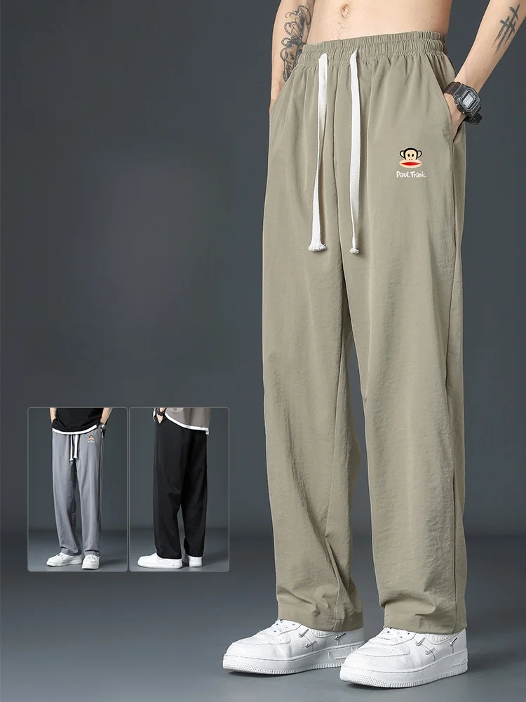 

Мужские повседневные брюки Paul Frank из ледяного шелка, быстросохнущие, свободного прямого кроя, длинные, летние, новинка, для активного отдыха и повседневной носки