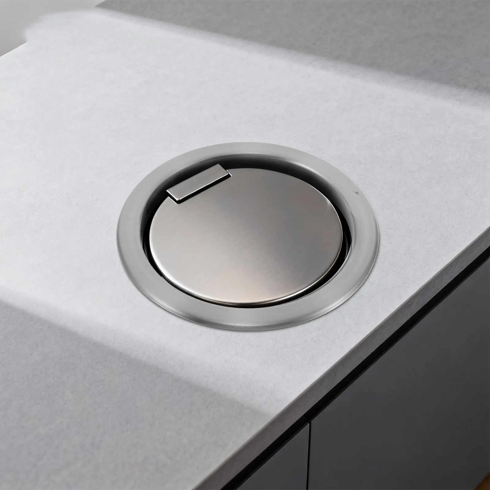 

Крышка для мусорного люка из нержавеющей стали, круглая, 17 см, для встраивания в столешницу, для кухонных шкафов, офисных столов, ванных комнат