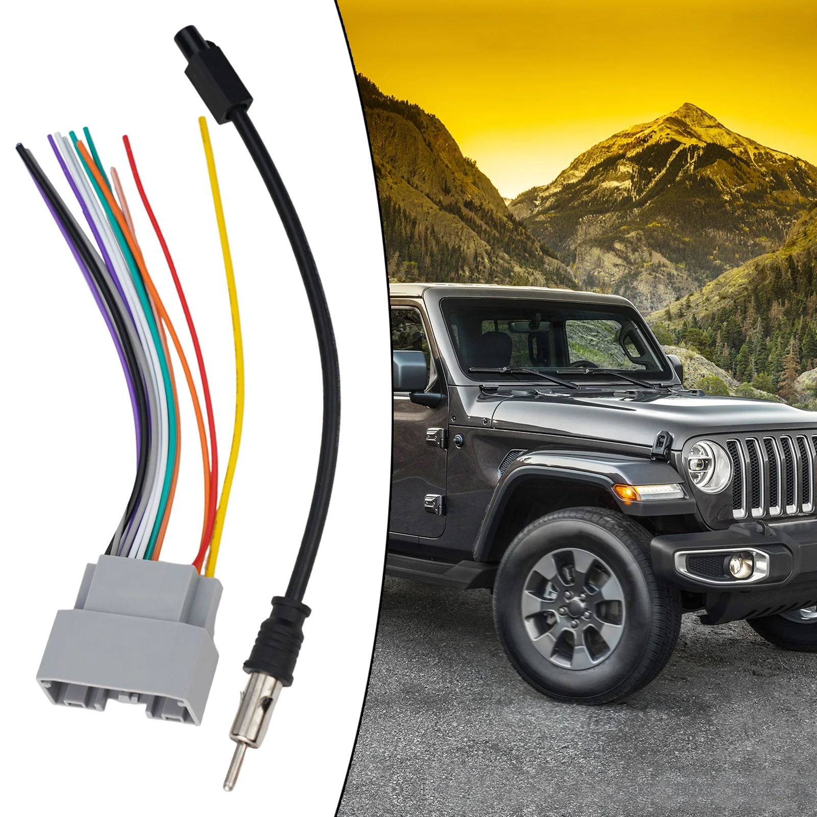 

Car Stereo Radio Adapter Cable Wire Harness&Antenna For Jeep For Dodge Vehicle AM/FM Radio Aerial Extension Auto FM Wiring Cable