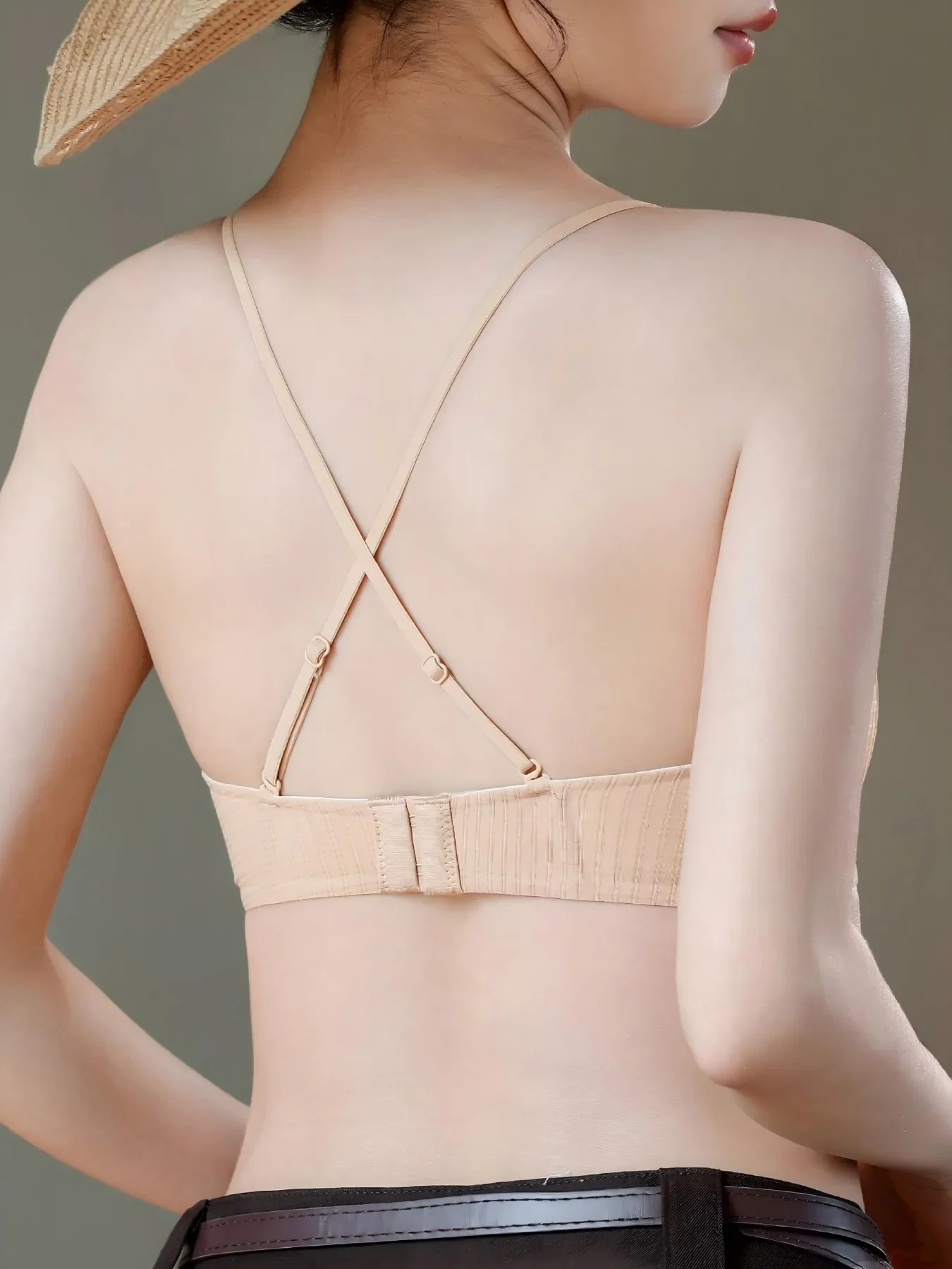KUCLUTTriangle Bra For Women Small Bust No Gap Jelly Gel Lift Anti Sag Crisscross 2 Way Deep V Mesh Wireless Seamless Fixed Cup