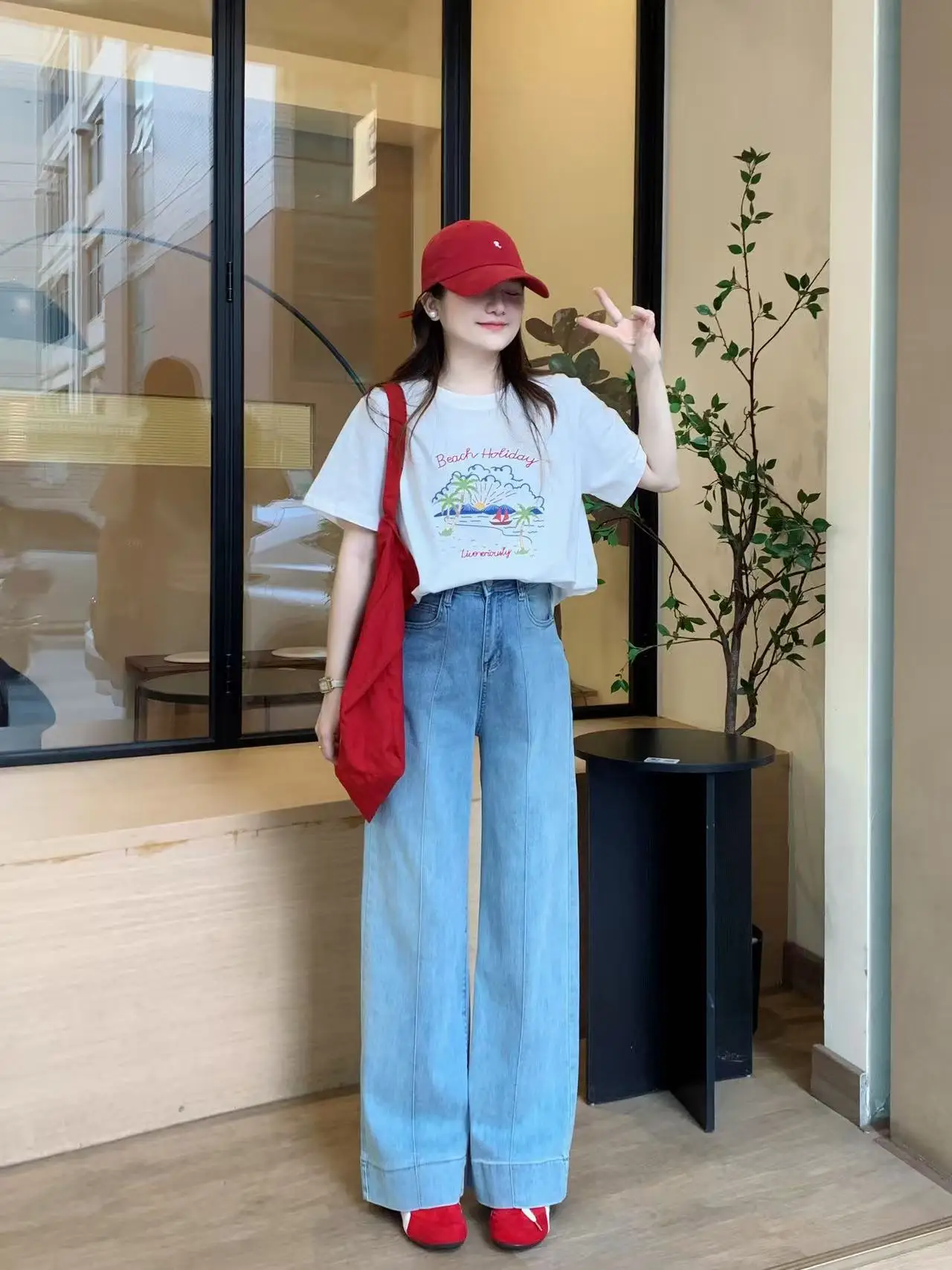 

Джинсы с высокой талией и прямым кроем, облегающие, с карманами, для женщин, осенняя новинка, корейская версия, повседневная одежда