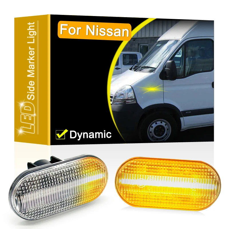 Clear Lens Dynamic LED Side Marker Lamp Assembly For Nissan Interstar Kubistar Primaster Sequential Blinker Turn Signal Light