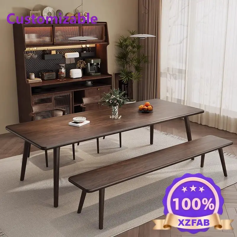 Factory Direct 2026 North American black walnut Chinese simple home small apartment log dining table living room dining table
