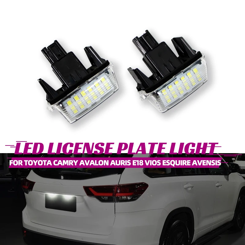 For Toyota Auris E18 Esquire Avensis Esquire EZ Noah Proace City SAI 2PC LED License Number Plate Light Lamps