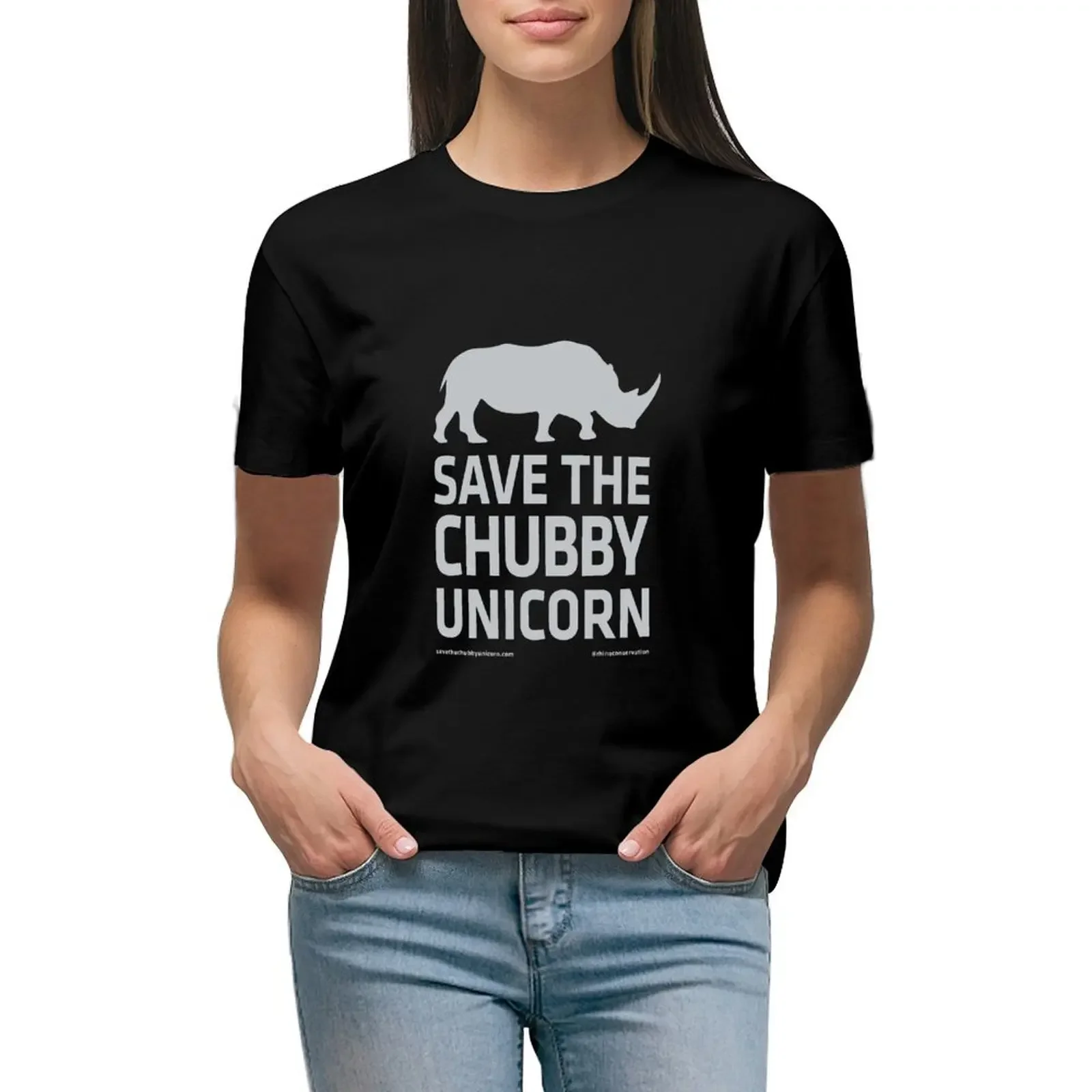 

Save The Chubby Unicorn - Grey T-Shirt funny hippie clothes sweat Aesthetic clothing rock and roll t shirts for Women