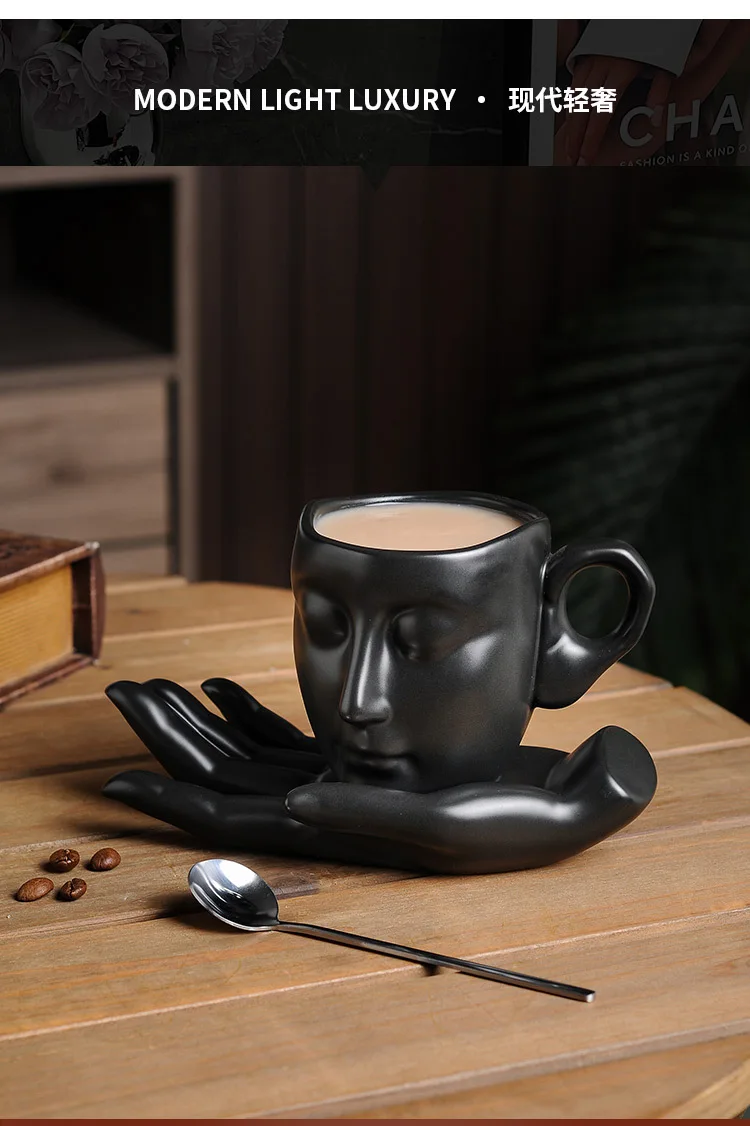 High-temperature ceramic creative abstract art hand-scented coffee cups and  saucers personalized gift cups - AliExpress