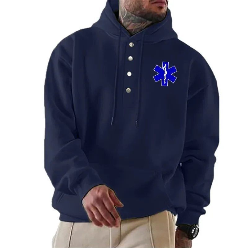 Sudadera con capucha de moda para hombre, jerséis casuales, sudaderas con estampado de ambulancia de emergencia EMT, Sudadera con capucha de Color sólido para hombre