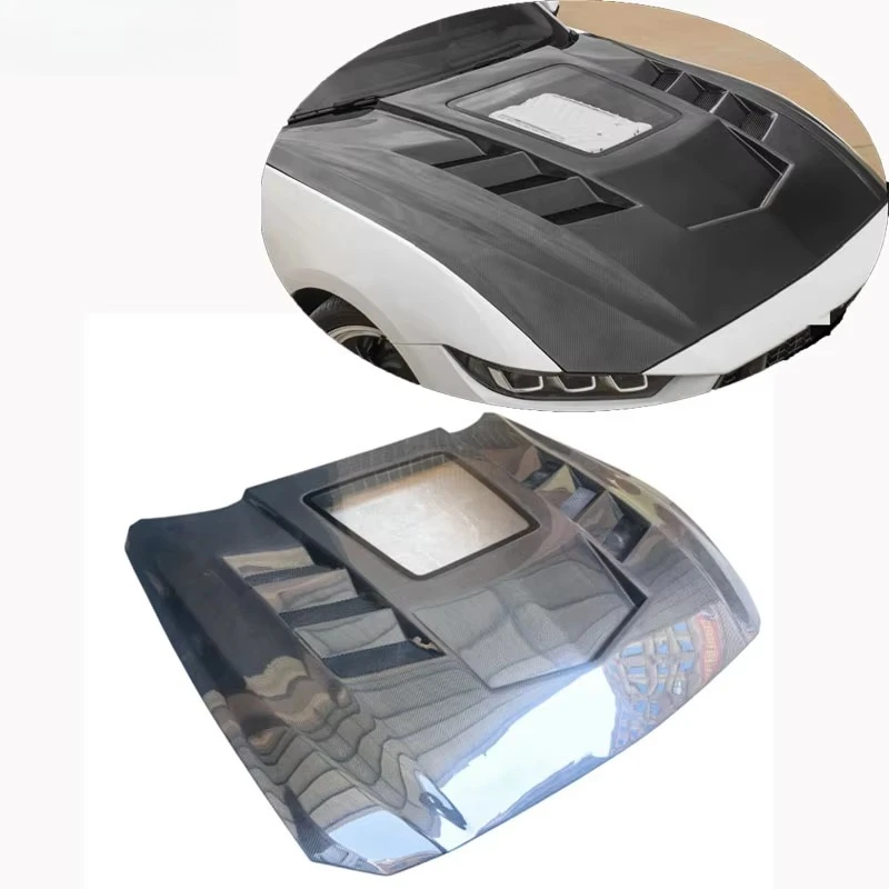 New High Quality for Mustang 2024-2026 Single Sided Carbon Fiber Bonnet Hood Replacement Front Engine Hood Cover Glass