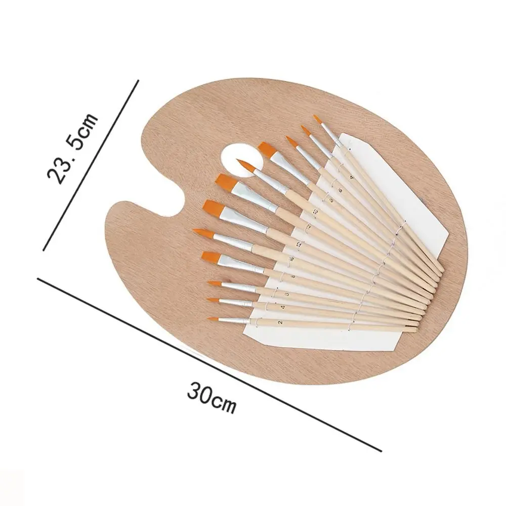 Wood Color Wooden Paint Palette Artist Trays Nylon 2 Size Acrylic Palettes Wooden Thumb Holder Paint Palette - Image 6