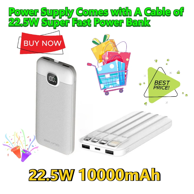 

10000mAh Power Supply Comes with A Cable of 22.5W Super Fast Power Bank Light