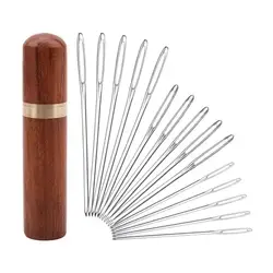 30pc Leather Sewing Needles Big Eye Manual Embroidery Stitching Sewing Fabric Cross Stitch Knitting Tool With Needle Cylinder