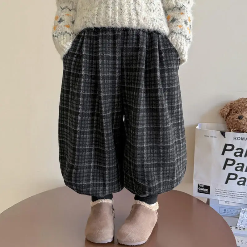 Girl Winter Thicken Pants Autumn Elastic Waist Ankle Binding Pants Child Keep Warm Versatile Kawaii Fashion New Casual Clothing
