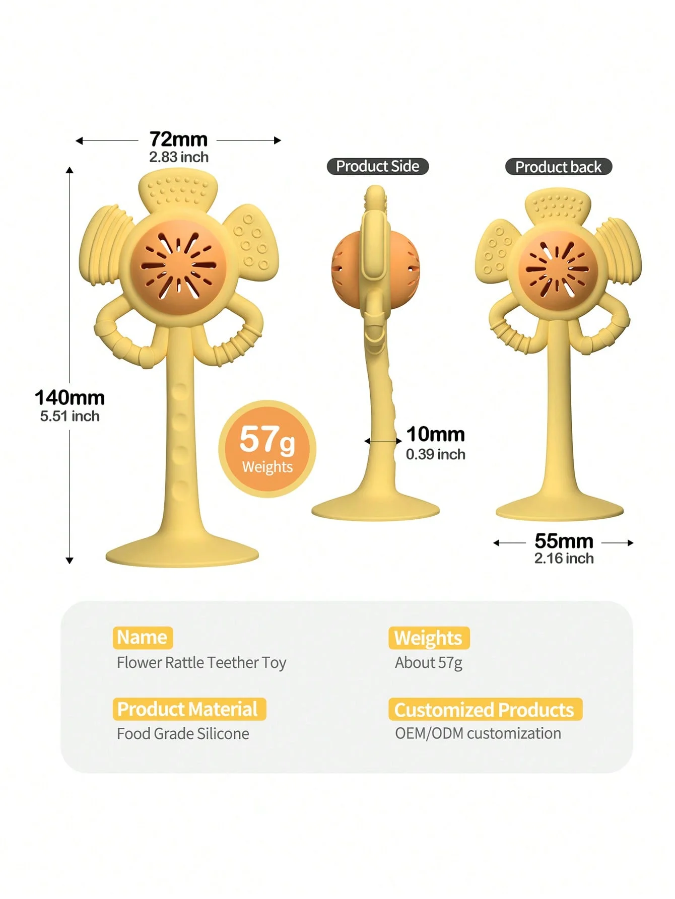 1 szt. Silikonowa zabawka do ssania w kształcie kwiatka. Grzechotka i gryzak sensoryczny dla niemowląt. Bez BPA, bezpieczny i idealny do rozwijania umiejętności motorycznych.