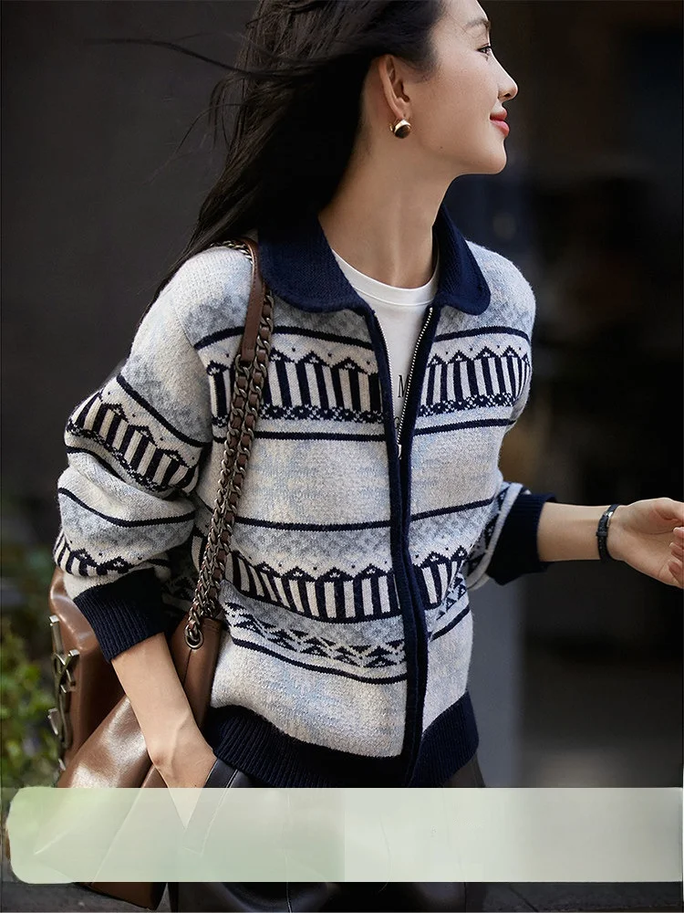 

Xhange Spring 2026 Soft Wool Blend Knitted Open Cardigan Fashionable Mixed Color Knitwear Casual Commute Style Ladies Sweater