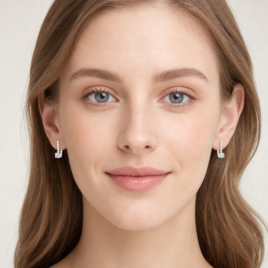 Classic U-Shaped Moissanite Earrings 925 Sterling Silver Elegant Large Fashion Ear Cuff Jewelry Accessory