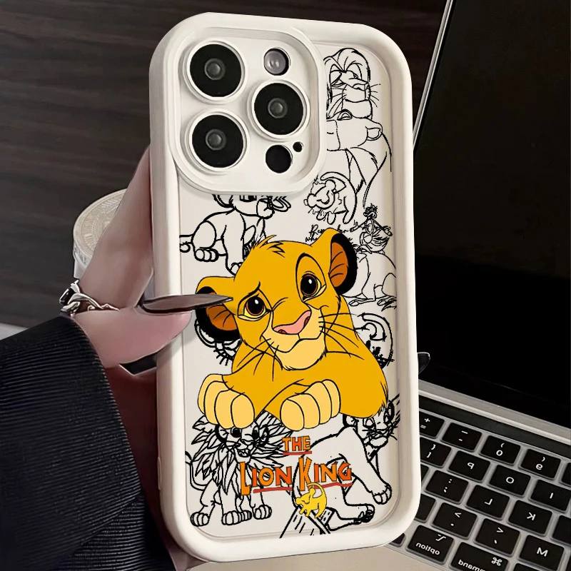 Disney Lion King Cute Simba For Apple iPhone 15 14 13 12 11 Mini XS XR X 8 7 Pro Max Plus Pro Soft Eye Ladder Phone Case Back