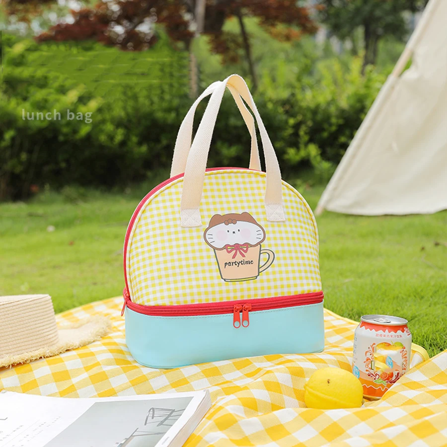 Borsa per il pranzo grande Capaci a doppio strato ell aped Borsa per pasti portatile isolata in foglio di alluminio carino per impiegati