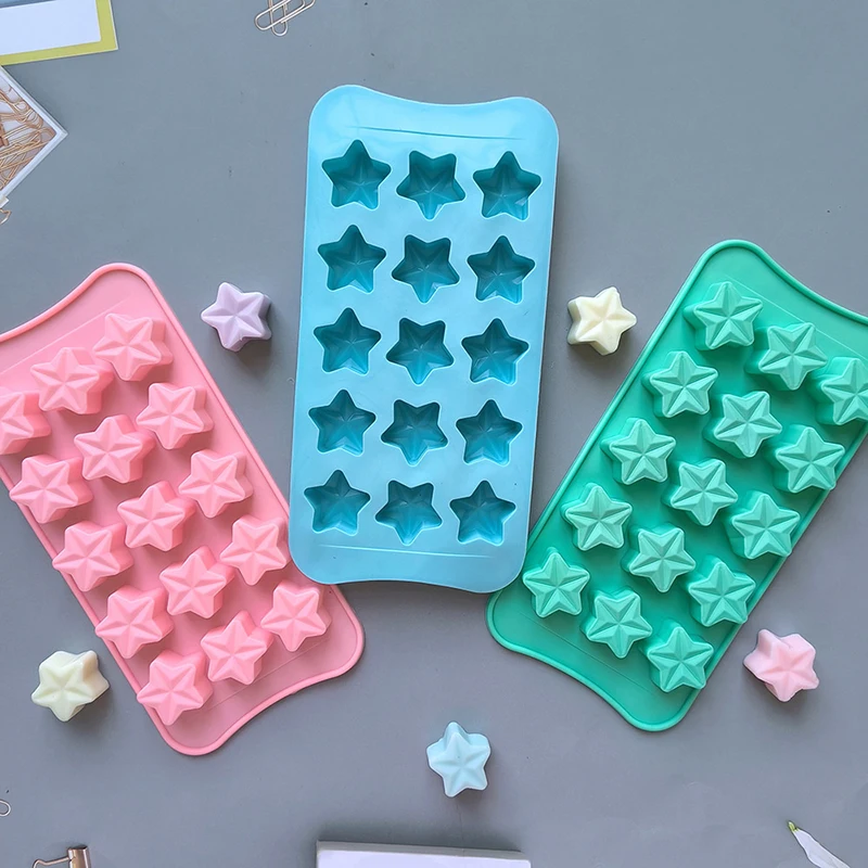 15 Cavity Five-Pointed Star Silicone Chocolate Mold Jelly Fudge Christmas Candy DIY Mold Ice Cube Cake Decoration Baking Mold