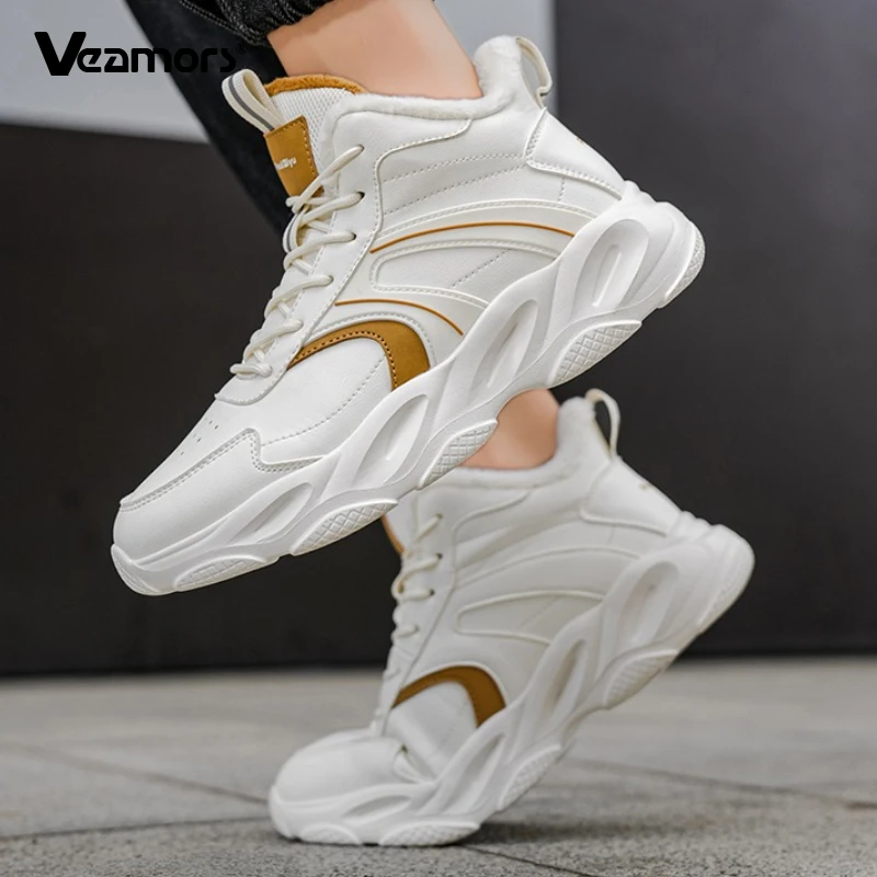 

Модные подростковые плюшевые кроссовки, мужские высокие повседневные кроссовки, теплая уличная спортивная обувь для бега, прогулок, путешествий