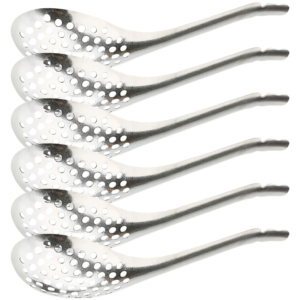 

6pcs 6 Slotted Spoons Stainless Steel Caviar Kitchen Gadgets Ergonomic Design Safe Reliable Water Filtering Easy Use