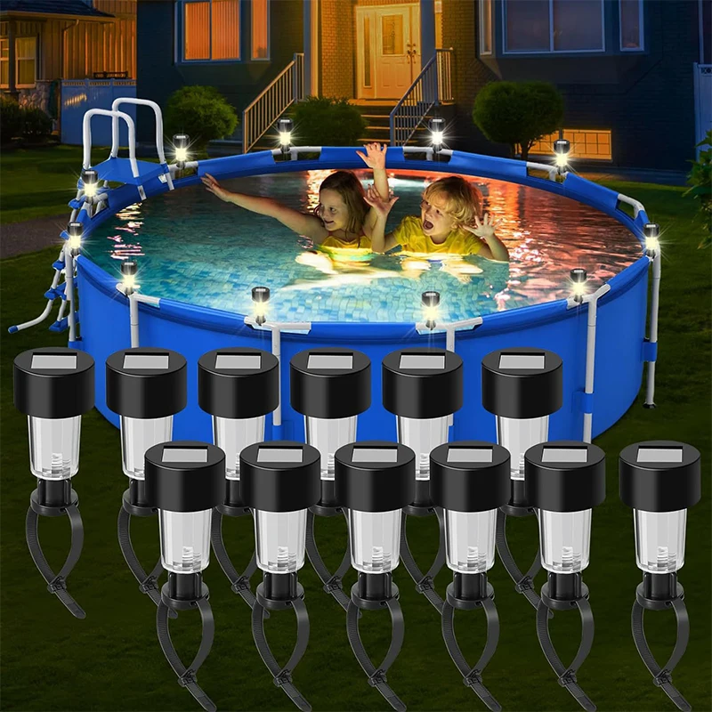 1Pc 3 Color Solar Pool Light Waterproof Swimming Pool Trampoline Fence Yard Lights For Framed Above Ground Pools Atmosphere Lamp