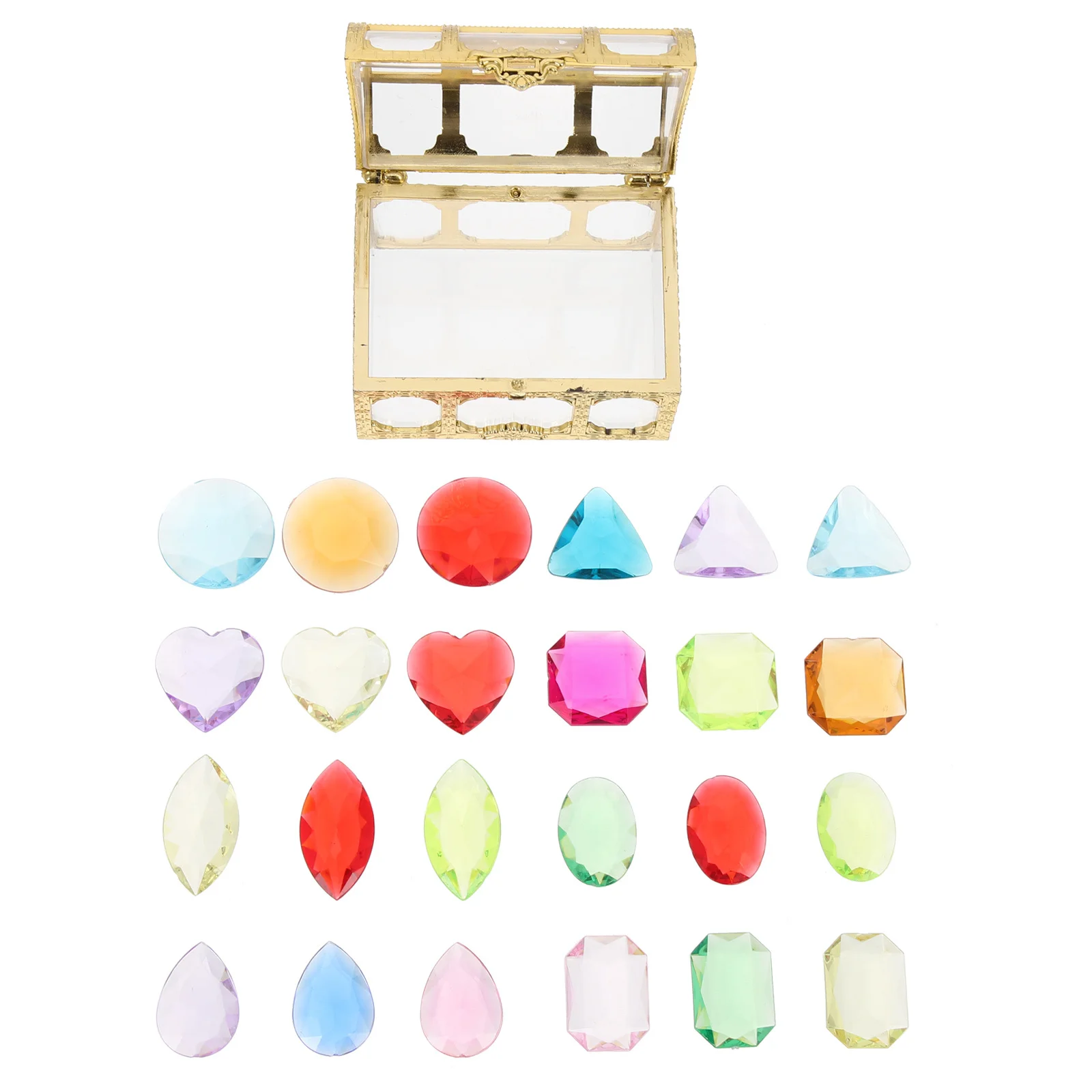 1Set Premium Plastic Gemstone Treasure Box Colorful Kids Storage Chest Imaginative Play Kindergarten Ornament Treasure Box