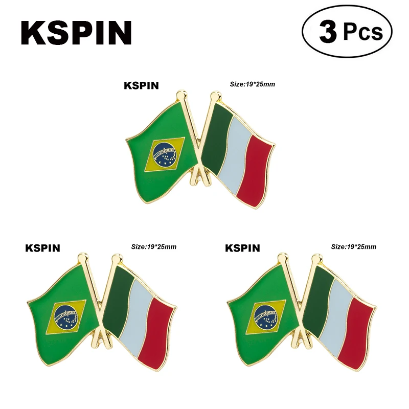 

Brazil Italy Friendship Lapel Pin Brooches Pins Flag badge Brooch Badges