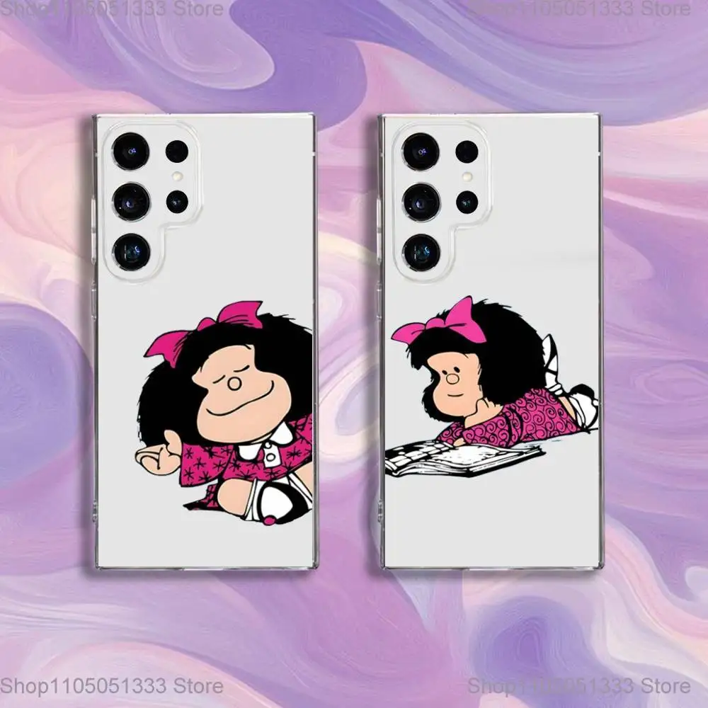 

Cute M-Mafaldas Phone Case For Samsung S24,30,21,22,23,20 FE,lite,PIus,Ultra,5G,Note,9,10 Transparent Cover