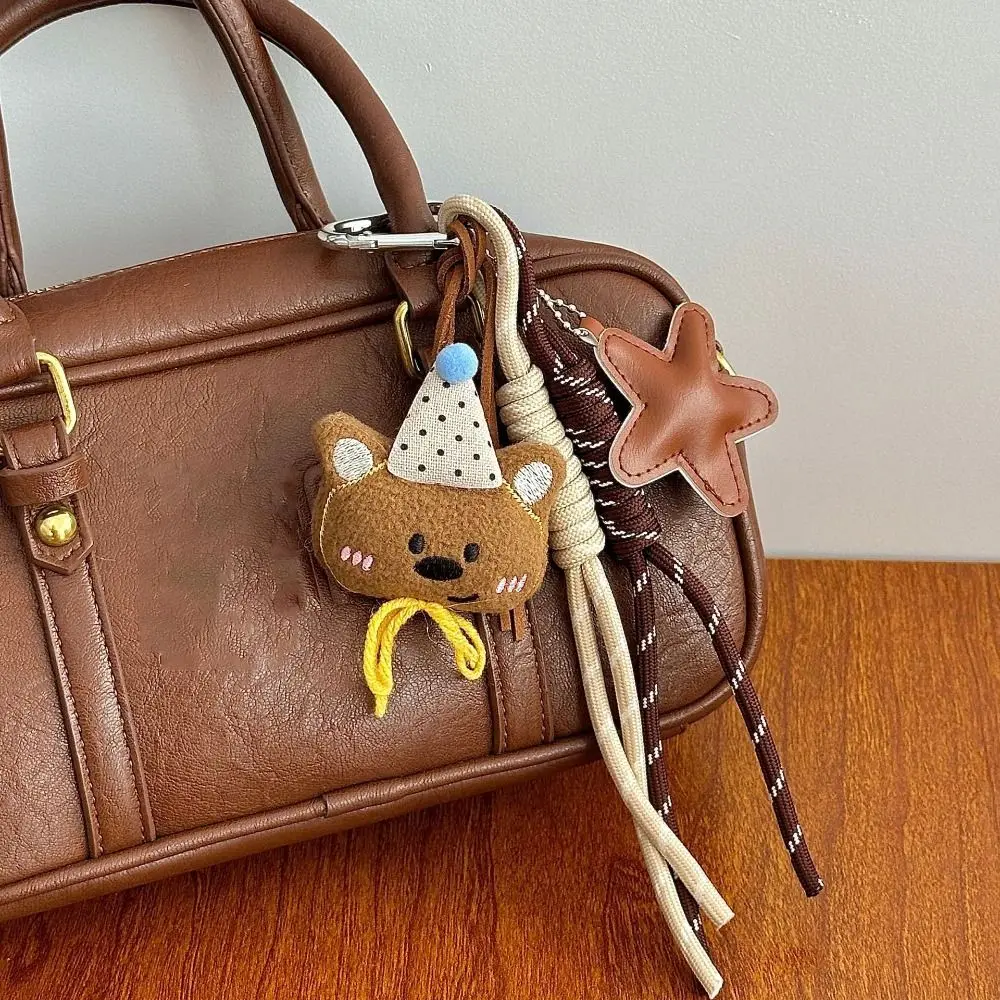 Neue Cartoon Bär Plüsch Puppe Anhänger Handgemachte Seil Braun Nylon Lanyard Ornament Mehrzweck Tasche Charme