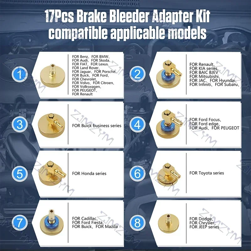 1 Set Automobile Brake Oil Exchanger Adapter Tool Kits Pulsating Brake Oil Exchanger Connector Auto Repair Tools