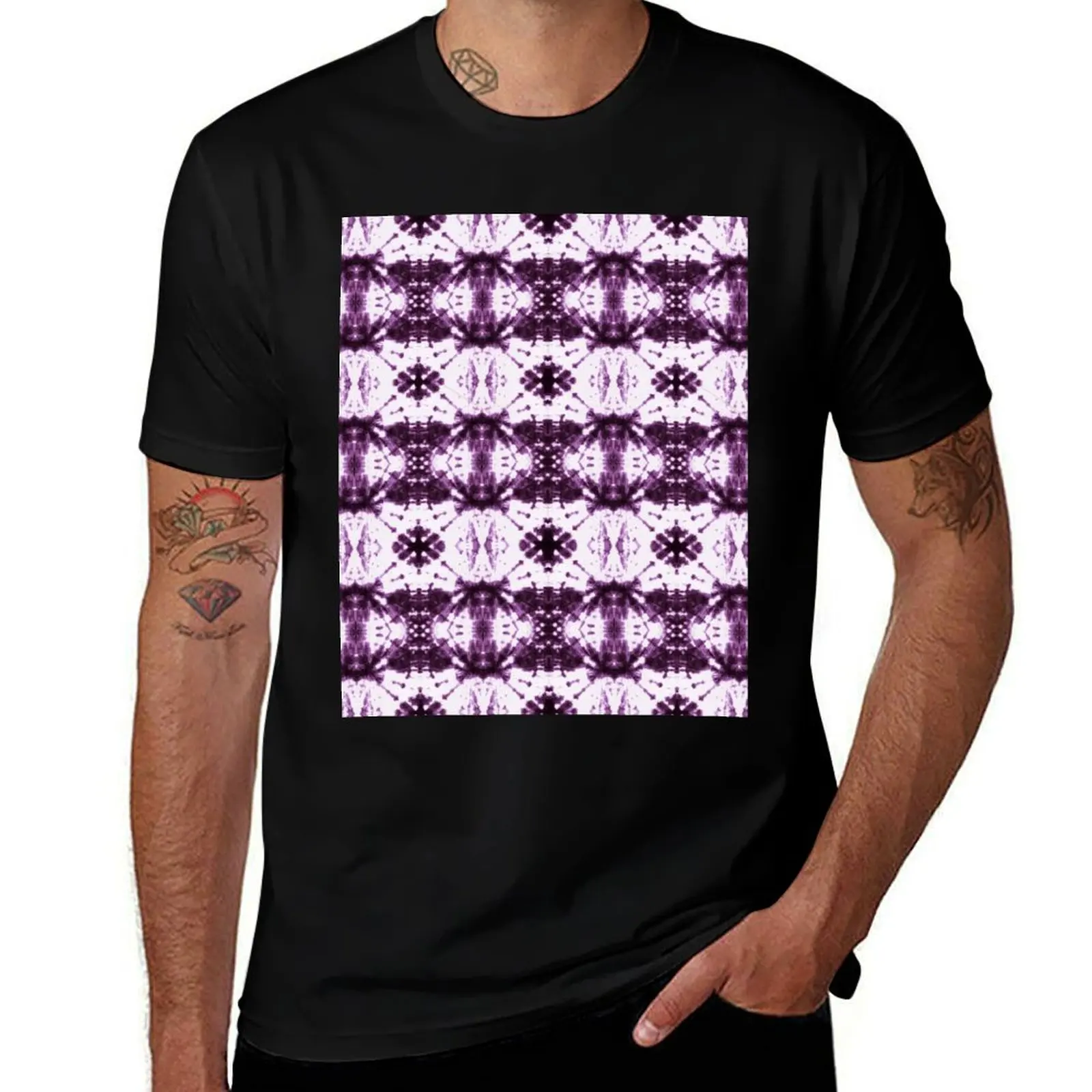 Ikat Shibori Violet T-Shirt summer tops kawaii clothes funny t shirts for men