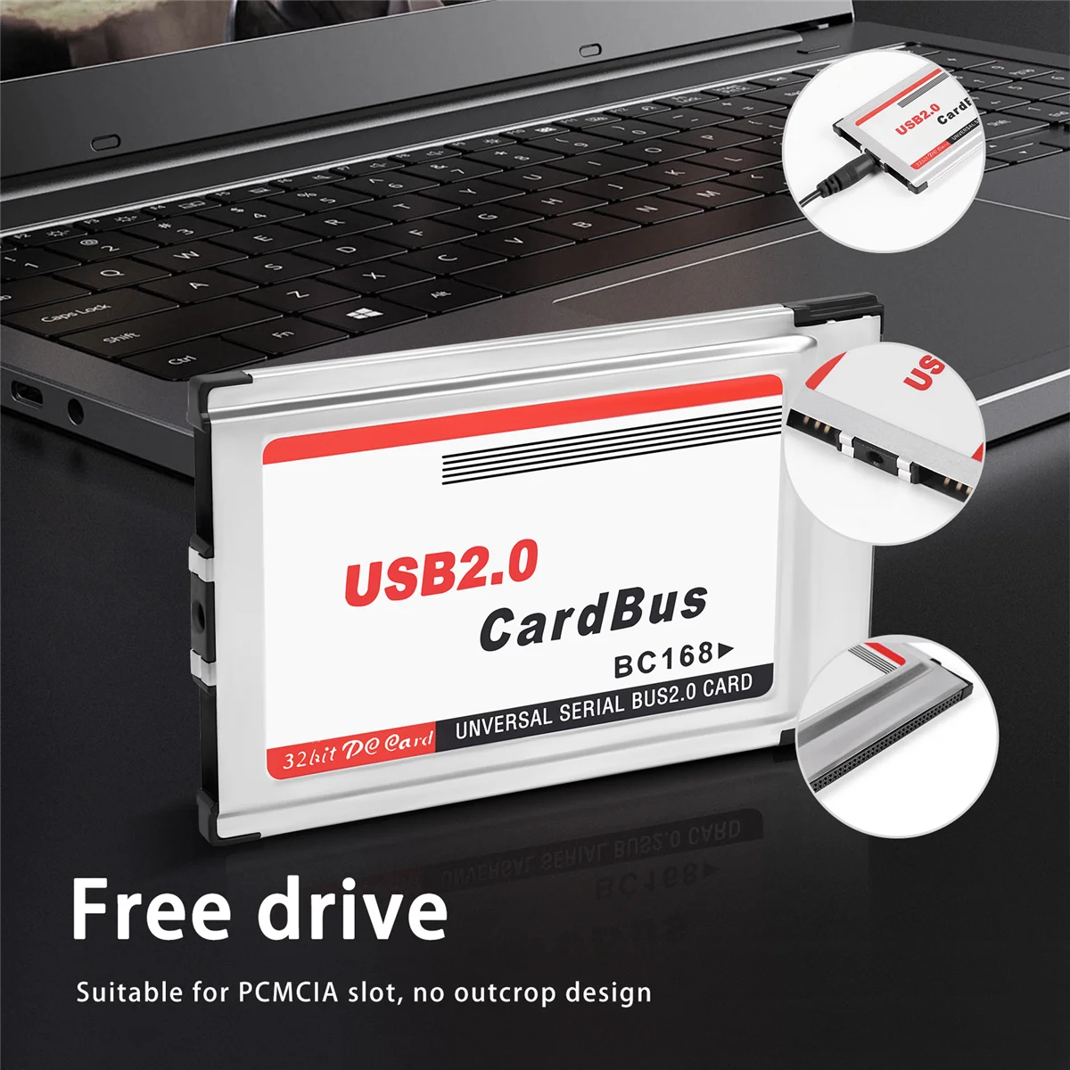 PCMCIA a USB 2.0 CardBus Adaptador de tarjeta dual de 2 puertos 480M para computadora portátil