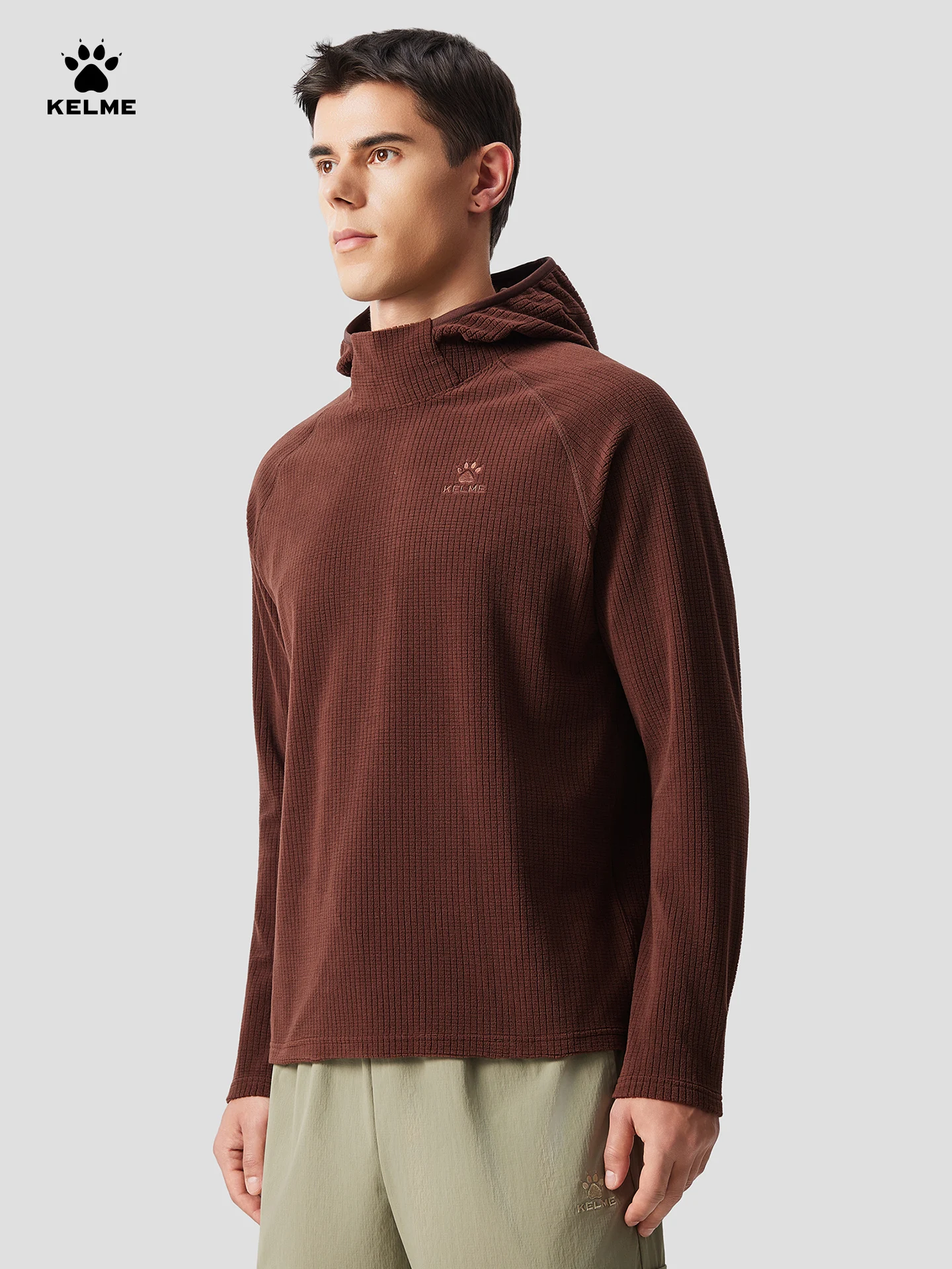 Kelme Men's Sports Hoodie Outdoor Windproof Jacket Casual Running Long Sleeved Fleece Warm Pullover