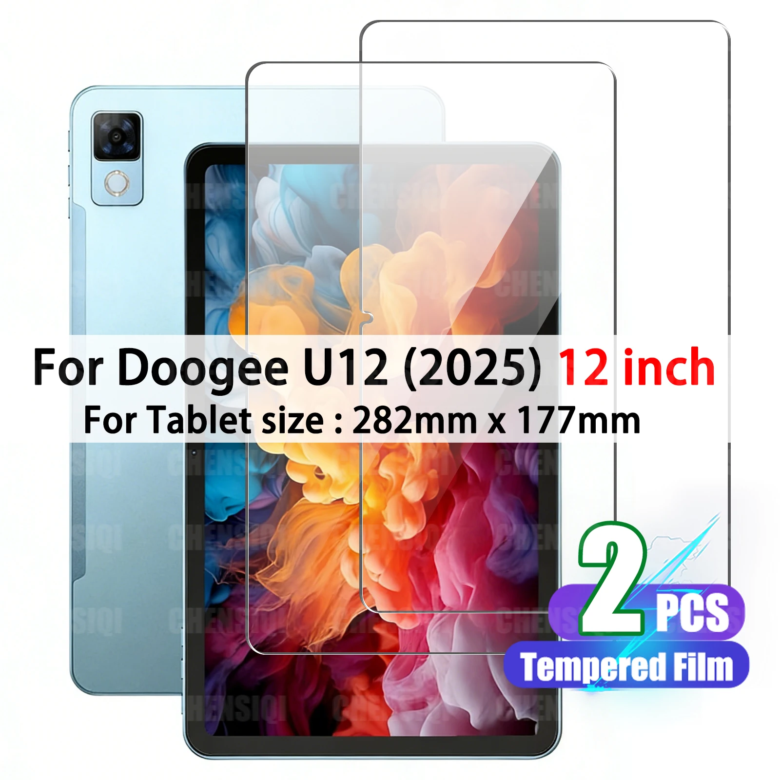 12" Tablet Tempered Glass Film for Doogee U12 (2025) HD Clear 9H Anti-Scratch 2.5D Radian Edge Anti-fall Screen Protector