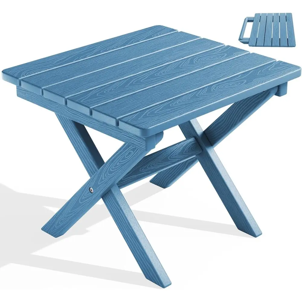 

Compact Outdoor Side Table, Durable Weather-Resistant, Ideal for Patio, Garden, or Camping, Navy Blue