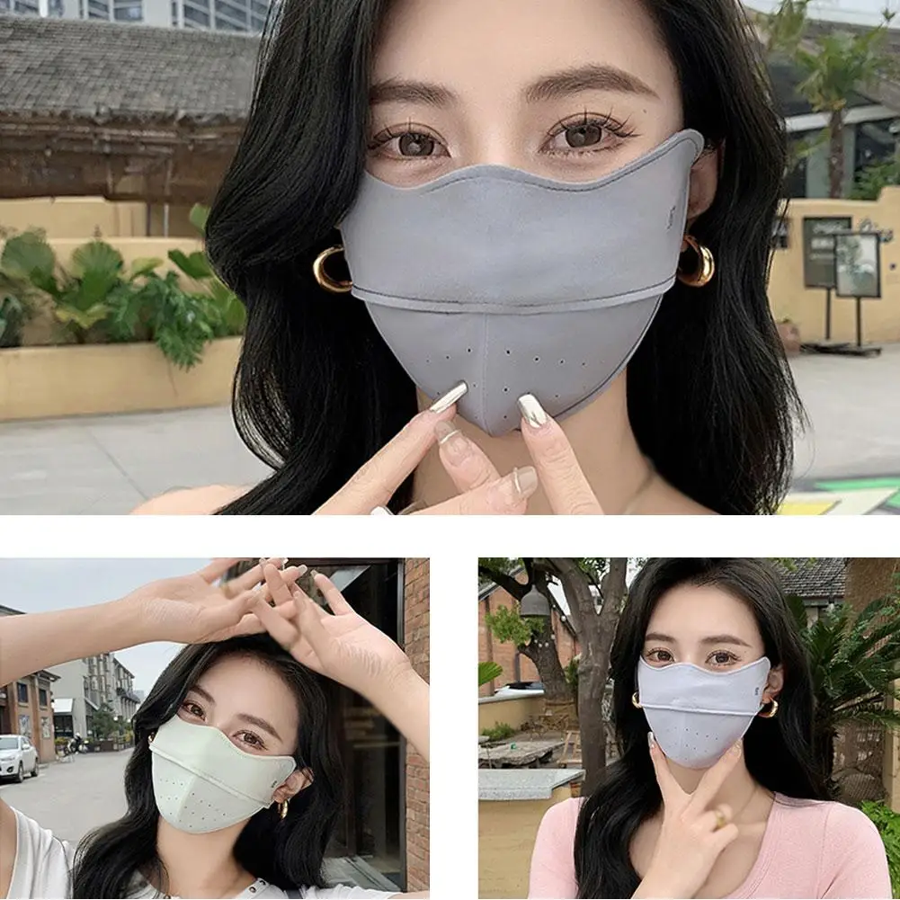 Masker wajah pelindung UV uniseks, penutup wajah pelindung matahari dapat diatur berongga, olahraga lari luar ruangan musim panas untuk pria dan wanita