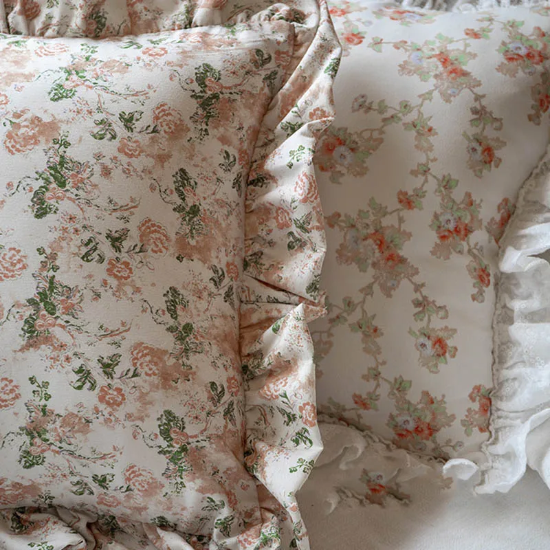 French Retro Style Pillowcase Ruffle Pillows For Sofa Headrest Cushion Pillow Cover Bolster Living Room Pastoral Home Decoration