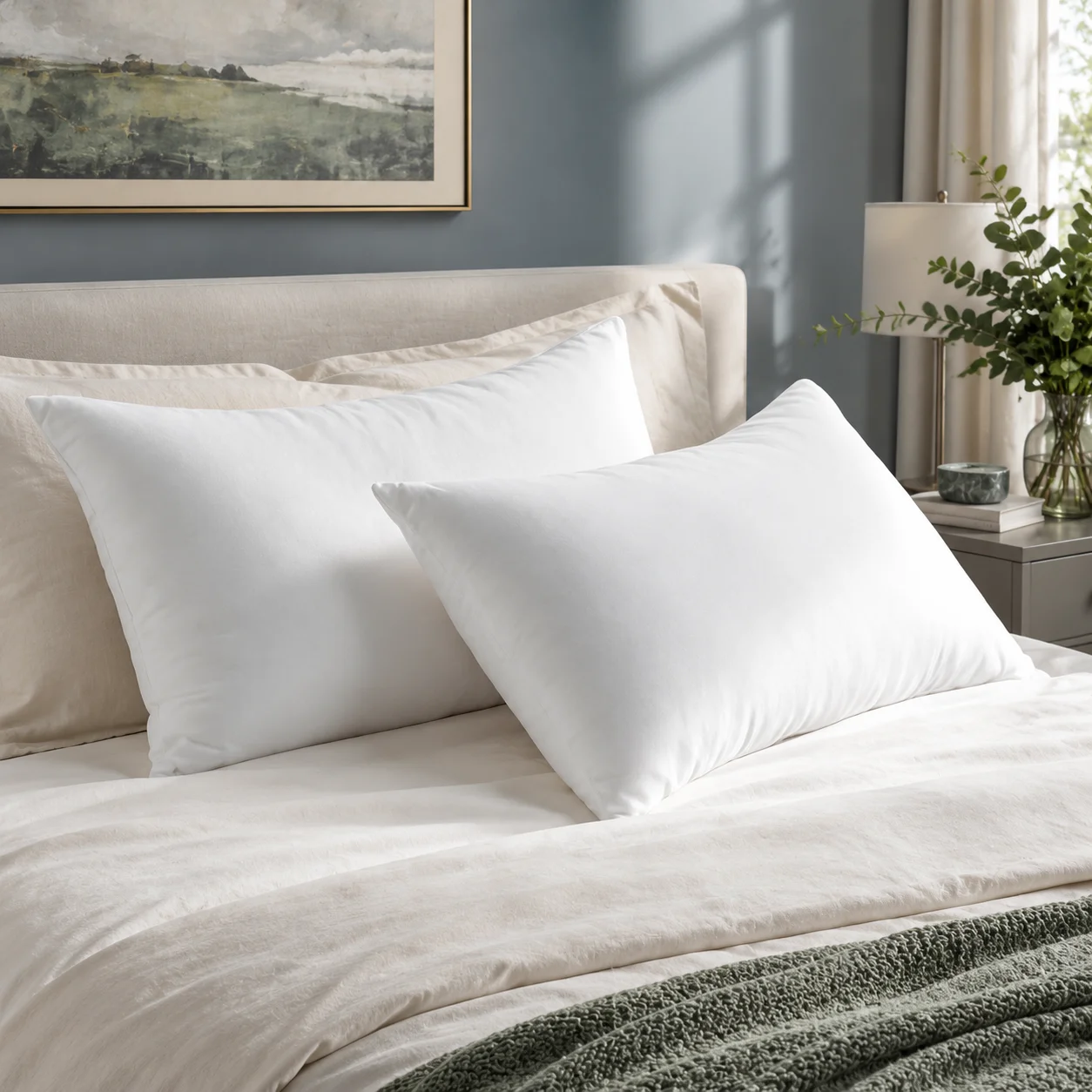 2 pcs Pack Down Alternative Pillows, Soft and Supportive, Machine Washable, Perfect for Back, Stomach, or Side Sleepers